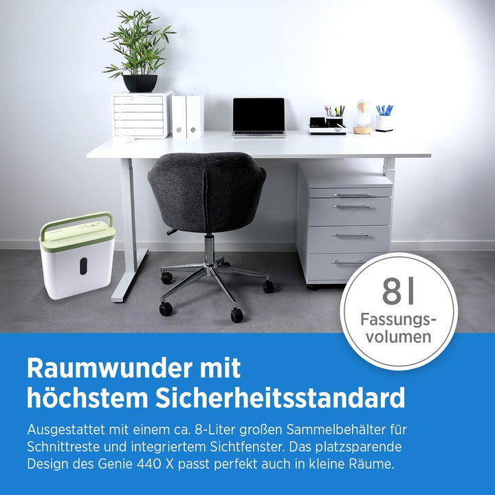 GENIE 440 X Aktenvernichter | Partikelschnitt 4x38 mm | Sicherheitsstufe P-4 | Leise 72 dB | Kompakt