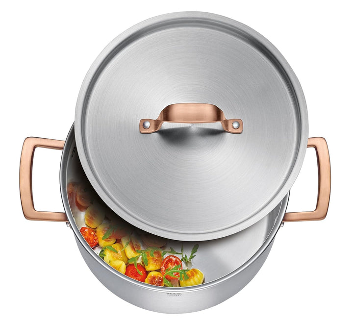 Spring Kochtopf GOURMET, mehrschichtiger Topf mit Deckel aus Edelstahl, backofengeeignet, mit Innens