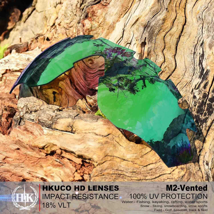 HKUCO Plus Mens Replacement Lenses For Oakley M2-Vented Blue/Green Sunglasses