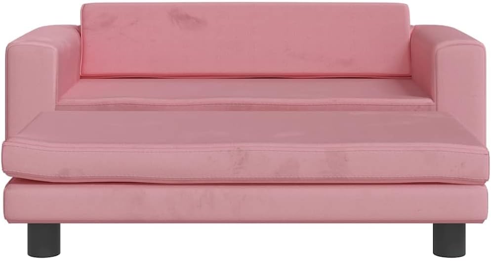 vidaXL Kindersofa mit Hocker Rosa 100x50x30 cm Samt