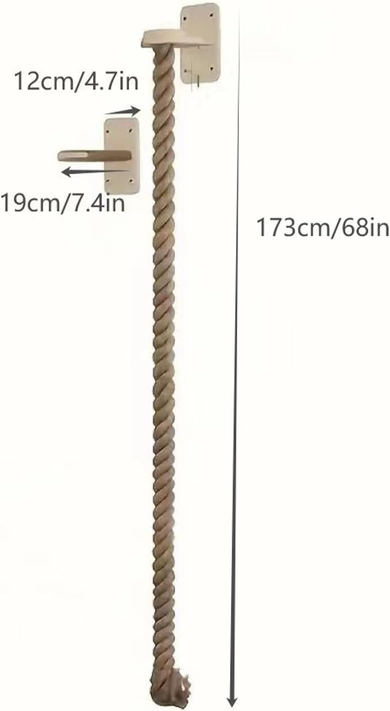 Cat Climbing Rope Kitten Tower Ladder Toy, Wall-Mounted Pet Jumping and Resting with Paw Grinding, S