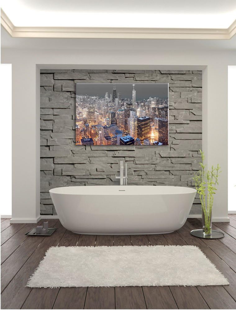 Pixxprint Luftaufnahme Chicago als Leinwandbild/Grösse: 100x70 cm/Wandbild/Kunstdruck/fertig bespann