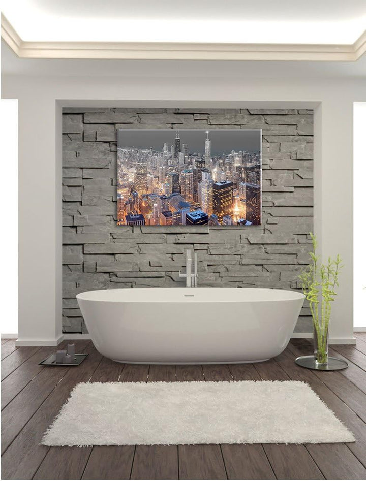 Pixxprint Luftaufnahme Chicago als Leinwandbild/Grösse: 100x70 cm/Wandbild/Kunstdruck/fertig bespann