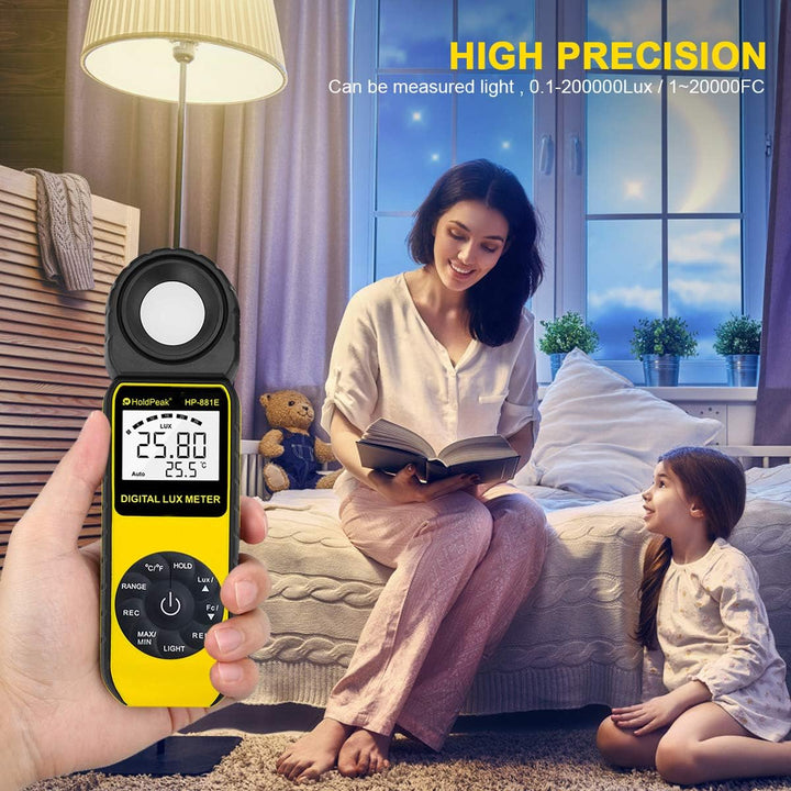 Belichtungsmesser, Digital Luxmeter Lichtmesser 300,000 Lux 881E, Lichtmessung Photometer Meter, mit