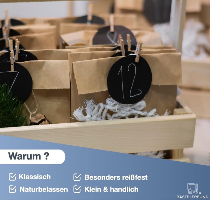 250x braune Beutel 265 x 170 mm Kraftpapiertüten aus Kraftpapier als DIY Adventskalender Tüten Beute