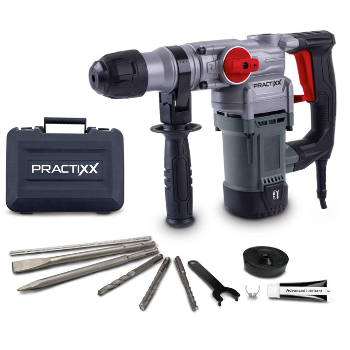 Practixx 3in1 Bohrhammer PX-BH-5 Abbruchhammer mit 5 Joule &amp; 1050W | 28mm Bohrleistung in Beton | SD