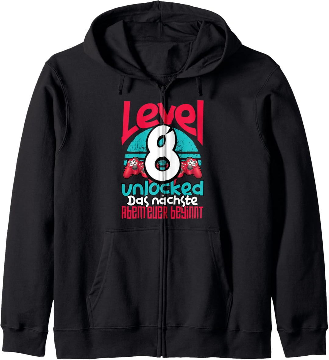 Level 8 Unlocked Funny Gamer Birthday Gift Cool Retro Gaming Kapuzenjacke