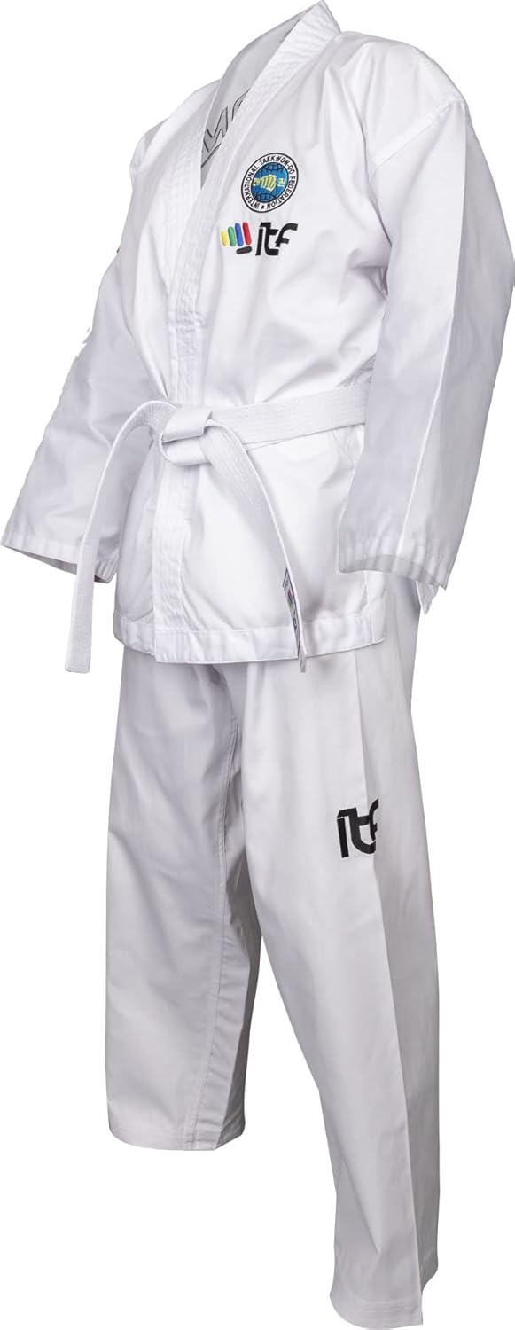 TOP TEN Taekwon-Do Dobok Kyong| Kampfsportanzug | ITF approved | TKD Uniform 150 cm, Schlupfjacke We