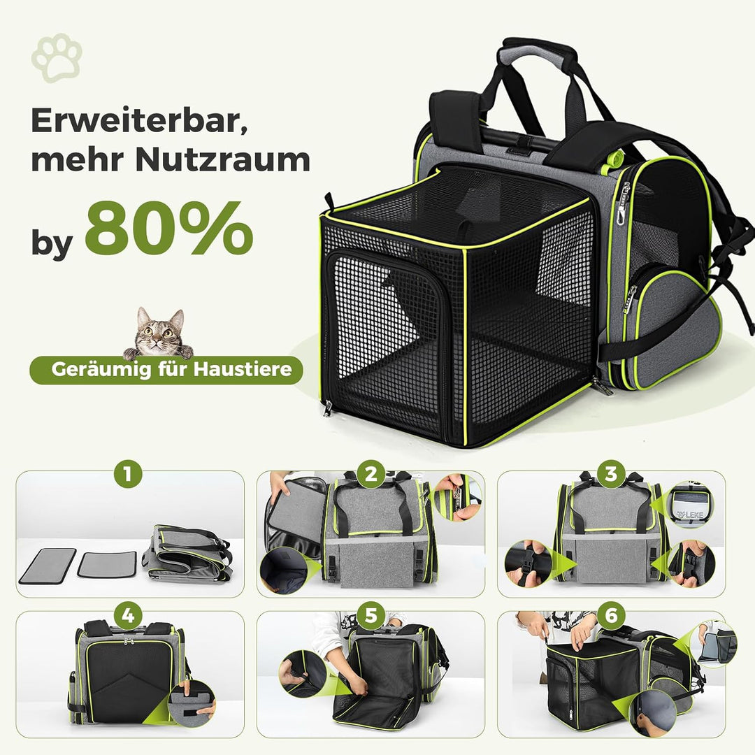 Lekesky Katzenrucksack Bubble Haustier Rucksack mit Netzfenster, Hunderucksack Erweiterbar Tragbare