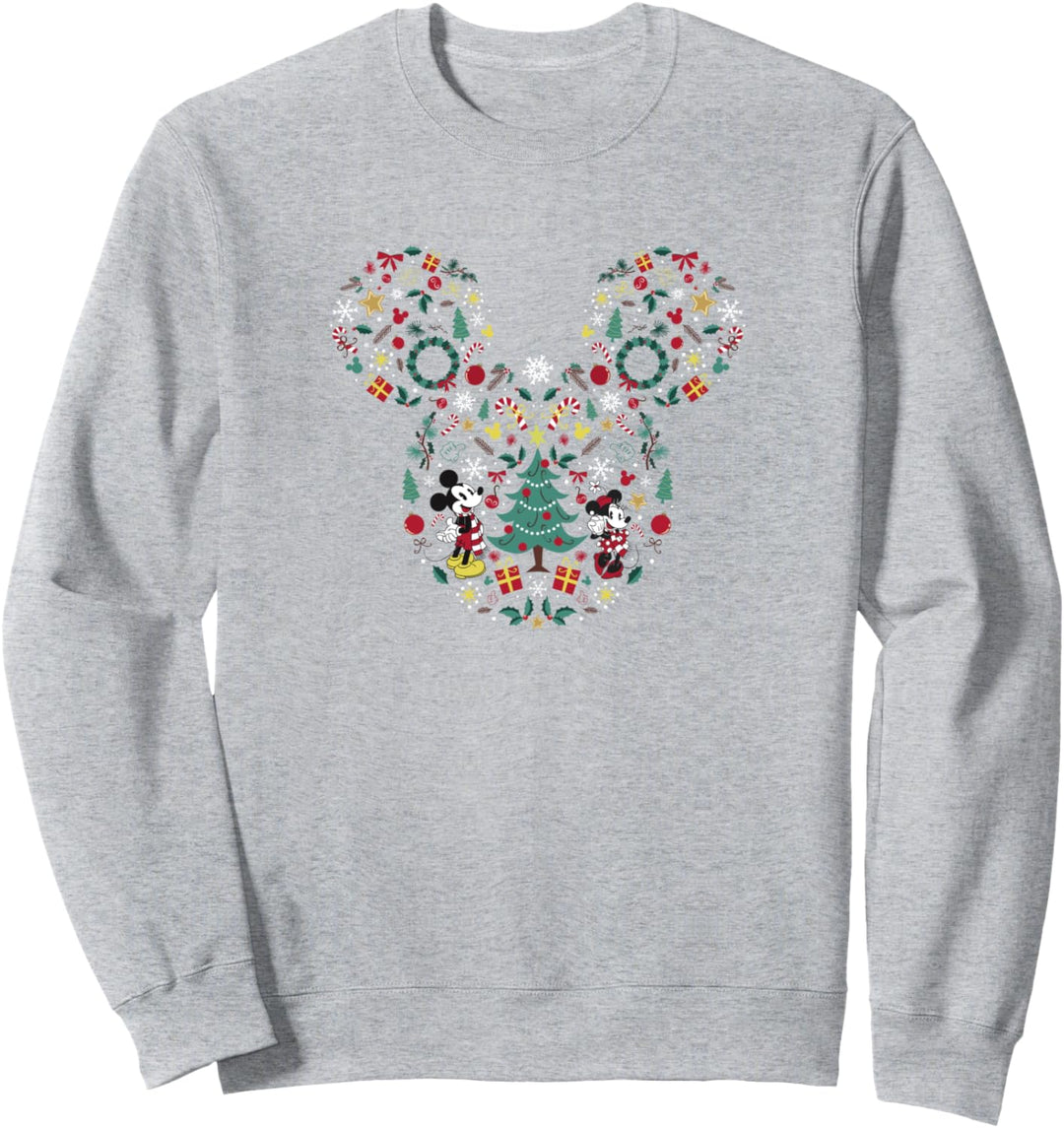 Disney Mickey &amp; Minnie Christmas Jumble Ear Shape Sweatshirt