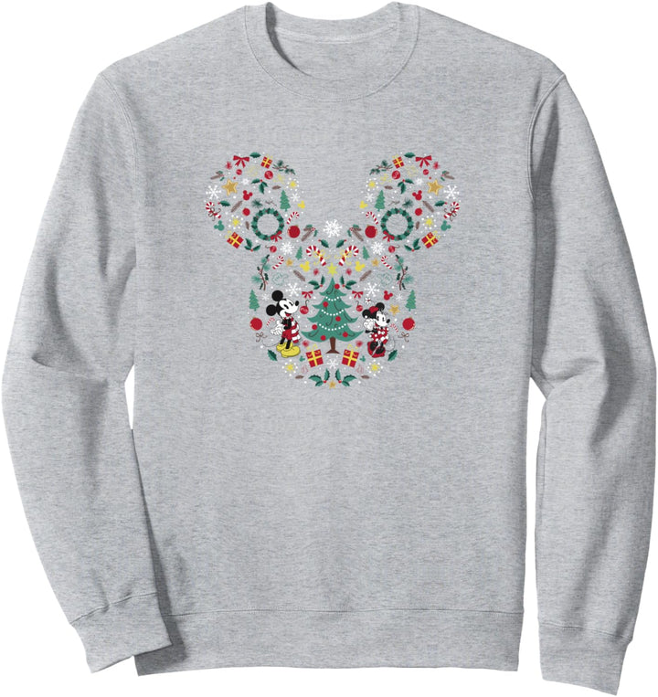 Disney Mickey &amp; Minnie Christmas Jumble Ear Shape Sweatshirt
