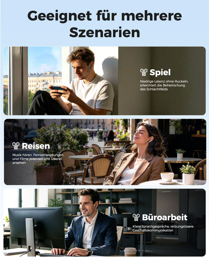 NE49 KI Übersetzungskopfhörer, 150 Sprachen &amp; 6 Modi Echtzeit Sprachübersetzer, Bluetooth 6.0 Kabell