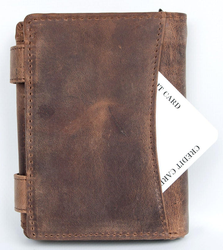 FLW Herren Brieftasche aus echtem Leder mit Kette und zwei Schnallen