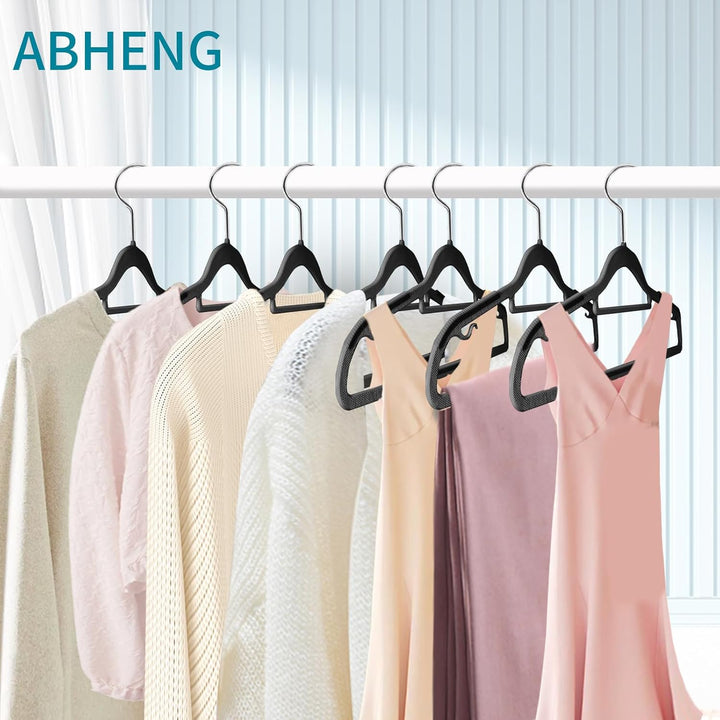 ABHENG 30 Stück Kleiderbügel, Rutschfester Kunststoffbügel, Platzsparender Bügel, 360° Drehbarer Hak