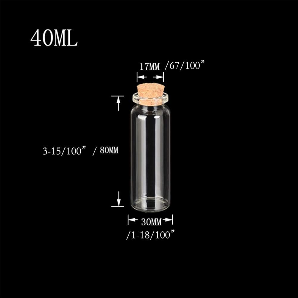Jarvials Mini süsse leere Glasflasche mit Korkenstopper，Das Volumen der Glasflaschen beträgt 40ml. (