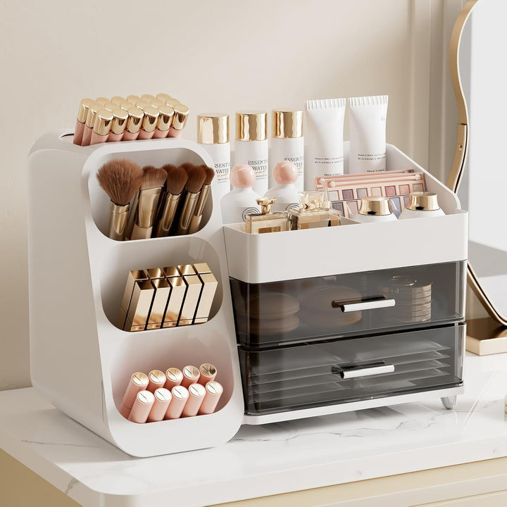 Make Up Kosmetik Organizer mit 2 Schubladen, Multifunktion Schminktisch Organizer, Einfache Aufbewah
