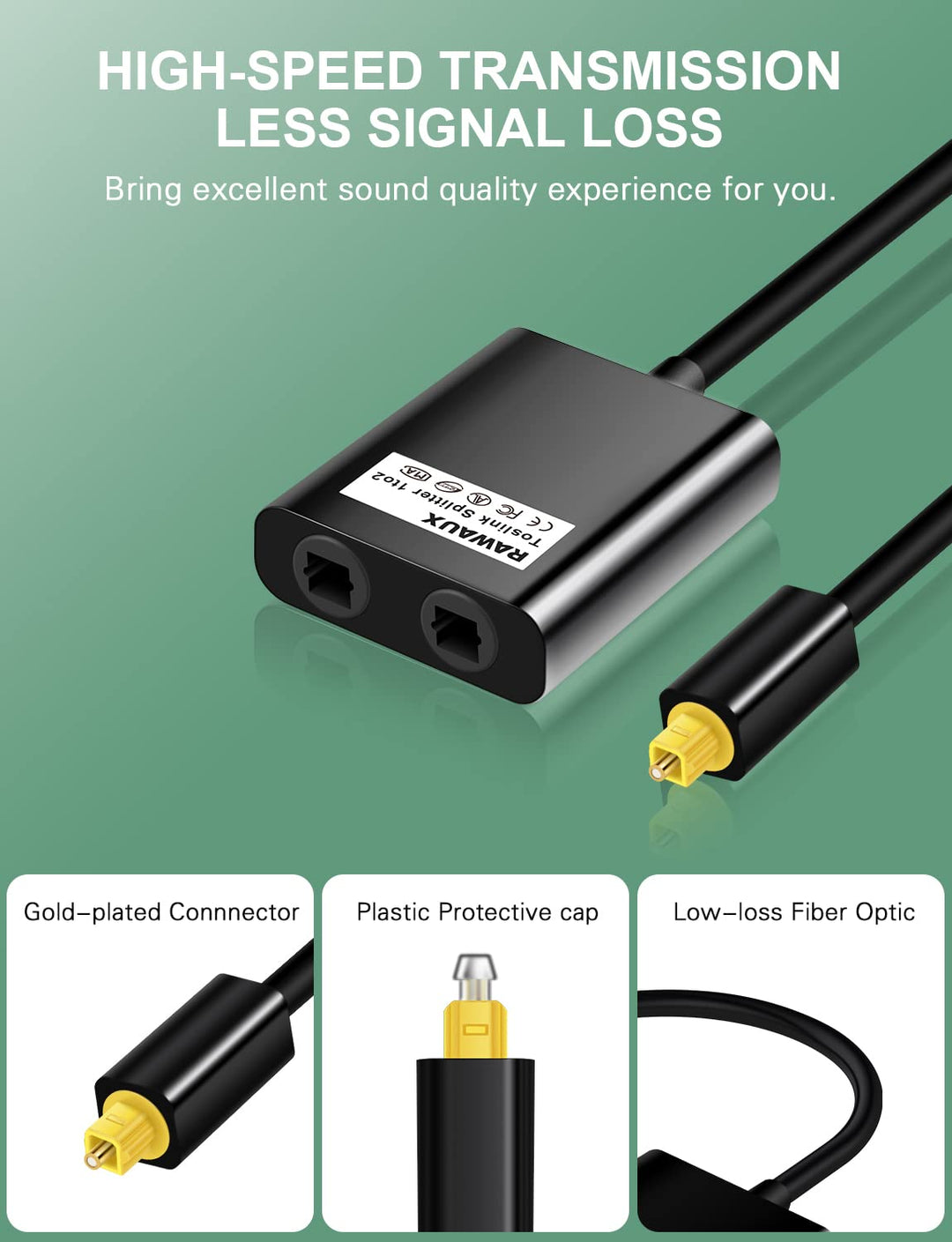 Toslink Splitter 1 in 2 Out Optischer Splitter Digital Audio Optisches Kabel Verteiler Optical Audio