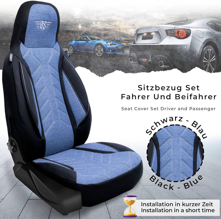 BREMER SITZBEZÜGE Mass Sitzbezüge Schonbezüge für VW ID.5 PLKT206 PLKT206 - Schwarz/Blau ID.5, PLKT2