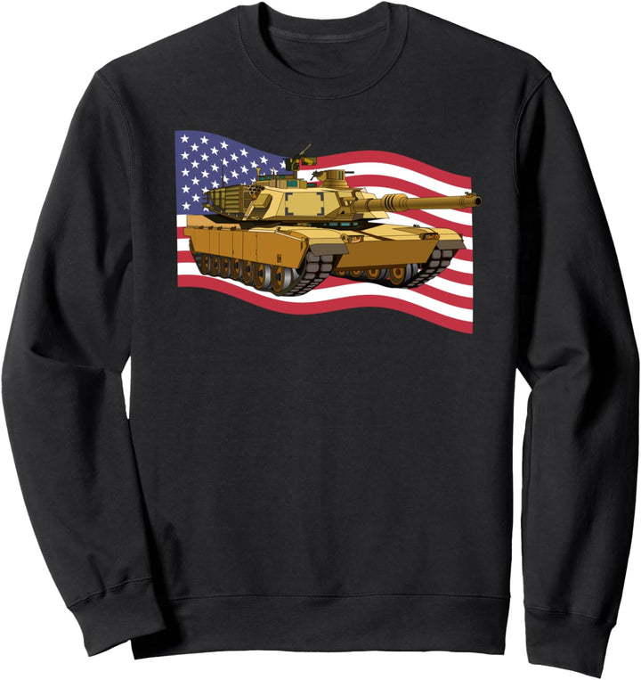 M1A2 Abrams Tank Waving Amerikanische Flagge Sweatshirt