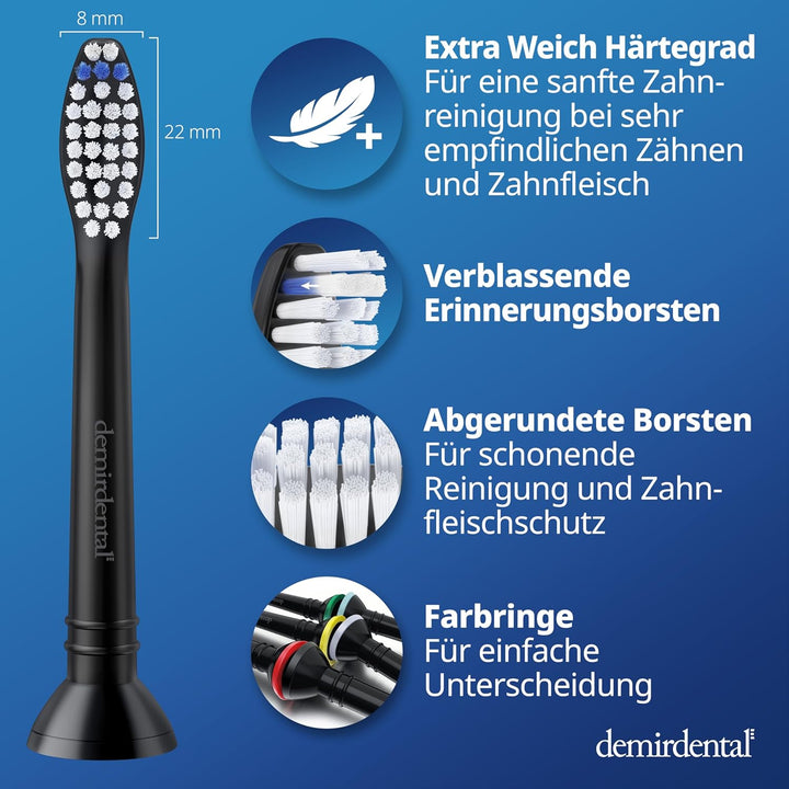 8er demirdental Ersatzbürsten passend für Philips Sonicare, Extra Soft Aufsätze & Aufsteckbürsten, e