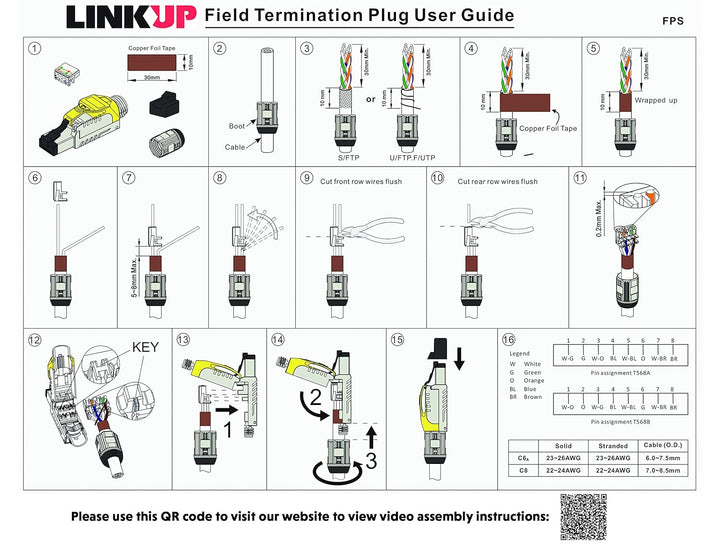 LINKUP - RJ45 Connectors Cat6A (12 Pack) Shielded Metal Die-Cast Field Modular Termination Plug | 10
