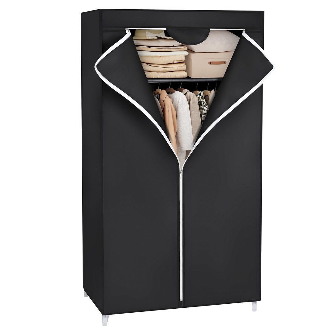 SONGMICS Kleiderschrank, Stoffschrank, Faltschrank mit Kleiderstange, Kleiderständer, Aufbewahrung f