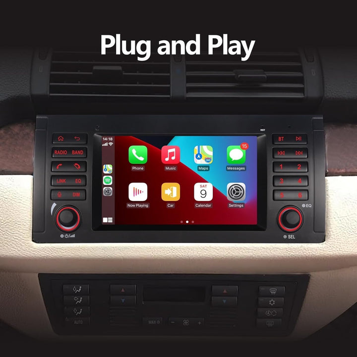 LXKLSZ Autoradio für BMW E39 E53 5er X5 M5 Kompatibel mit drahtlos Carplay/Android Auto mit 7 Zoll I