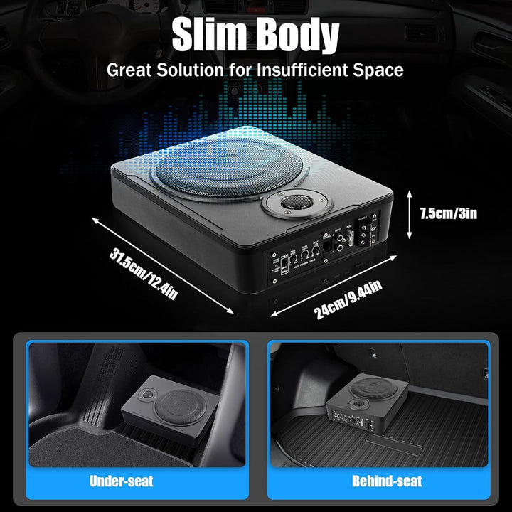 8 Zoll 600W Subwoofer Auto, Car Aktivwoofer Bass, Untersitz Lautsprecher, mit Aluminiumgehäuse, 12V