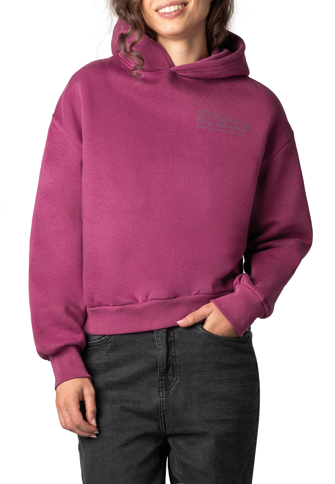 Sublevel Damen Basic Pullover Hoodie mit Mini-Print XS Rosa, XS Rosa