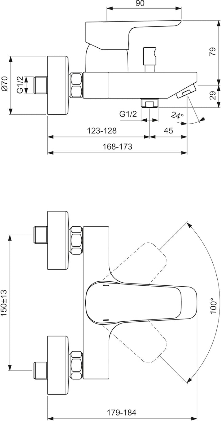 Ideal Standard B0718AA Ceraplan III Badearmatur Aufputz, Chrom,
