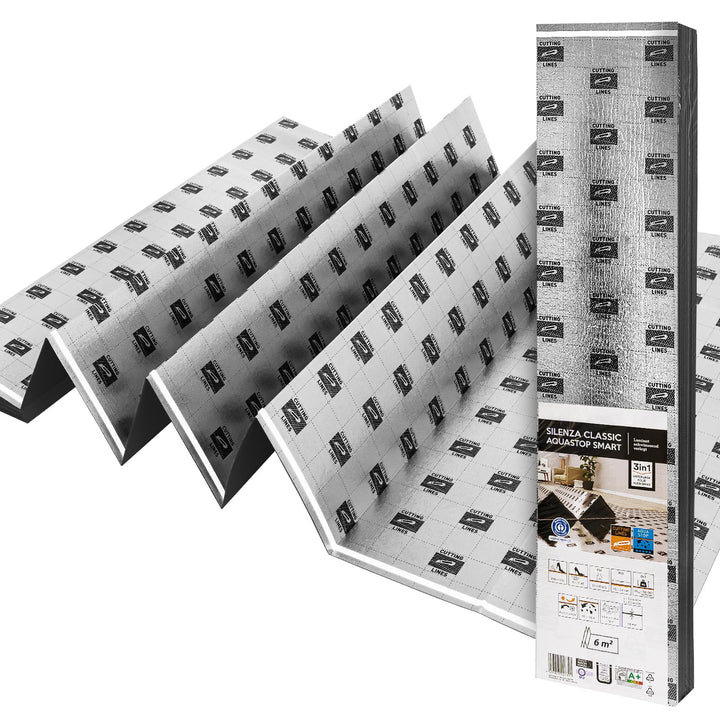 42m² Trittschalldämmung 3mm mit AquaStop, Verlegeunterlage für Parkett & Laminat, Heizfilm-Unterlage