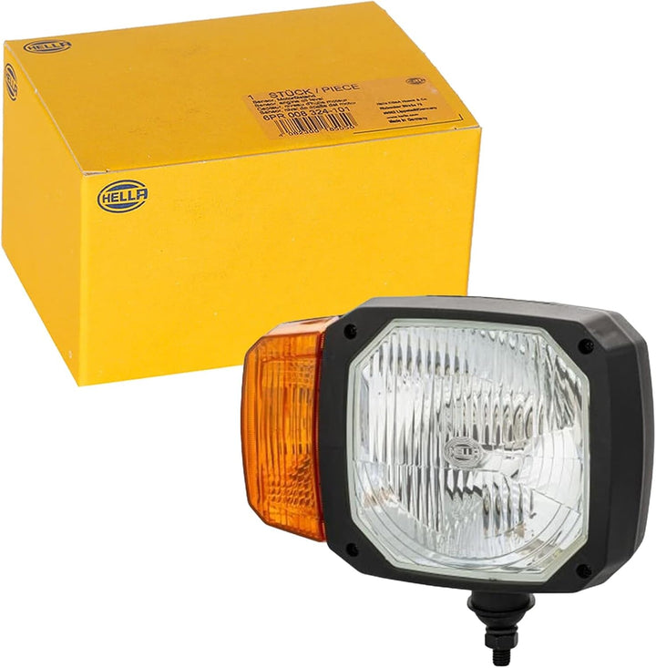 HELLA - Halogen-Hauptscheinwerfer - 12V - Einbau - Lichtscheibenfarbe: gelb - Stecker: DEUTSCH Steck