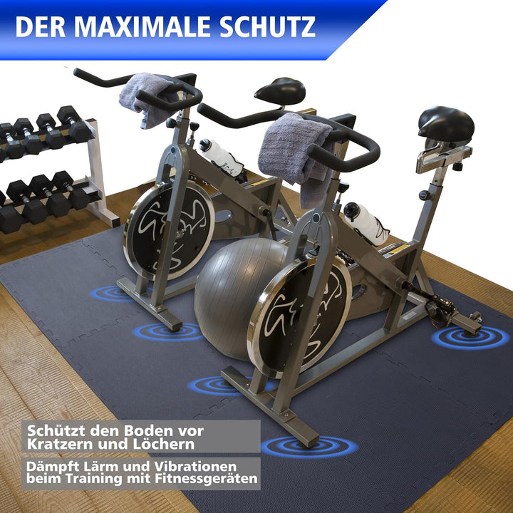 Eva Bodenschutzmatte Fitness 30x30x1cm – Puzzlematte rutschfest & stossdämpfend – 54 Stück schwarz –