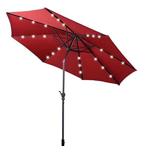 GIANTEX 3 M Sonnenschirme für den Aussenbereich, 8 Lamellen, 24 LEDs für Solarpaneele, neigbar, 2 in