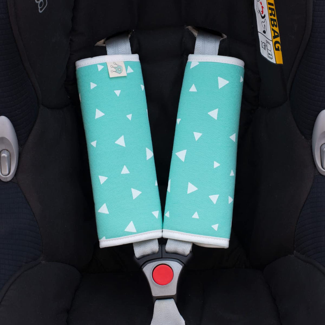 JYOKO KIDS Gurtpolster Universal für Babyschale, Buggy, Autositz (20,5 x 21, Mint Sparkles)