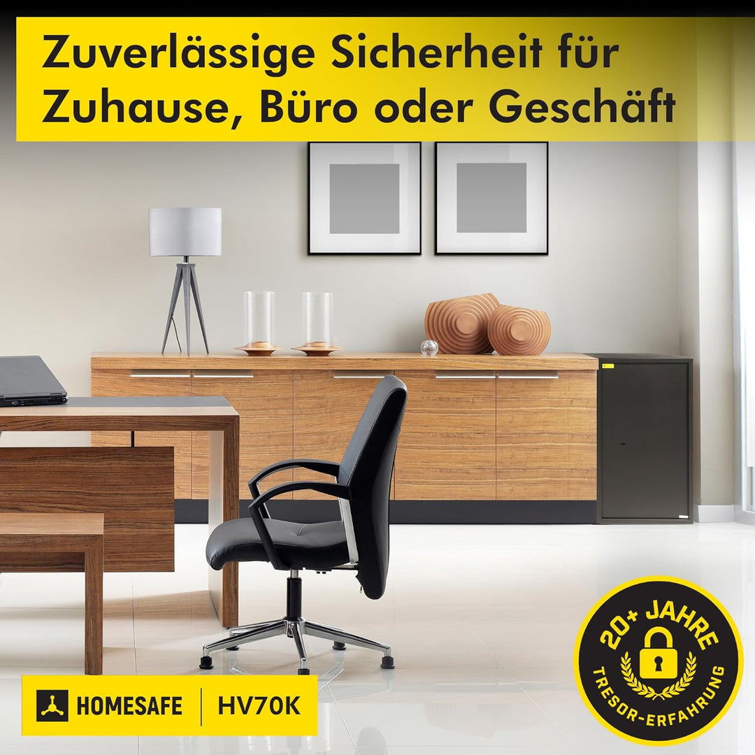 Homesafe HV70K Tresor Möbeltresor Safe mit Schlüssel-Schloss, Geldschrank Wandsafe Boden-Wandtresor,