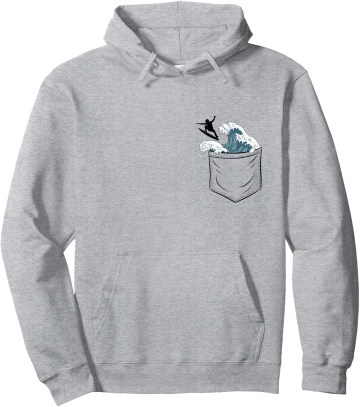 Japanische Welle in der Tasche | Air Snap Shortboard Surfer Pullover Hoodie