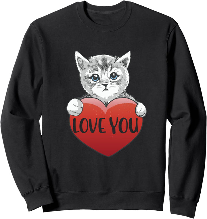 Love you. süsse Katze mit Herz. Schlaf Sweatshirt