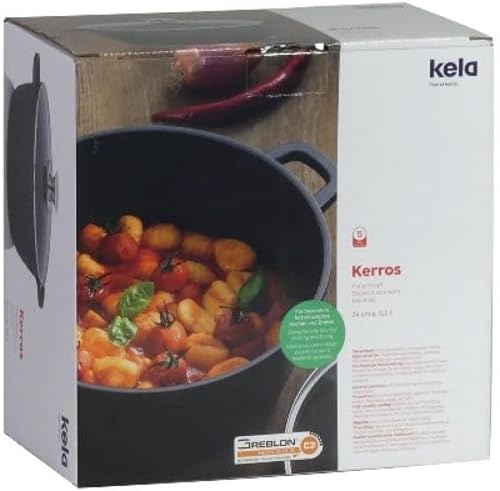 Kela Fleischtopf Kerros 24cm aus Aluguss, Schwarz, 24 cm
