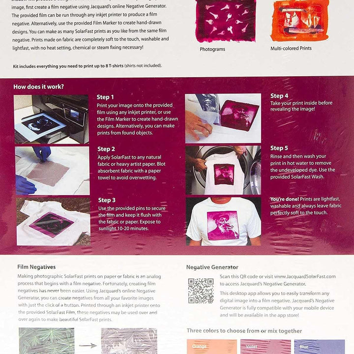 Jacquard SolarFast Kit, Papier, Leinwand, Stoff, Baumwolle, Mehrfarbig