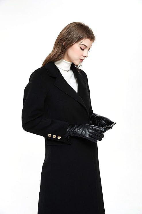 ZLUXURQ Damen Leder Handschuhe echtes Lammleder und mit Kaschmir Wolle gefütterte warme Winter Hands