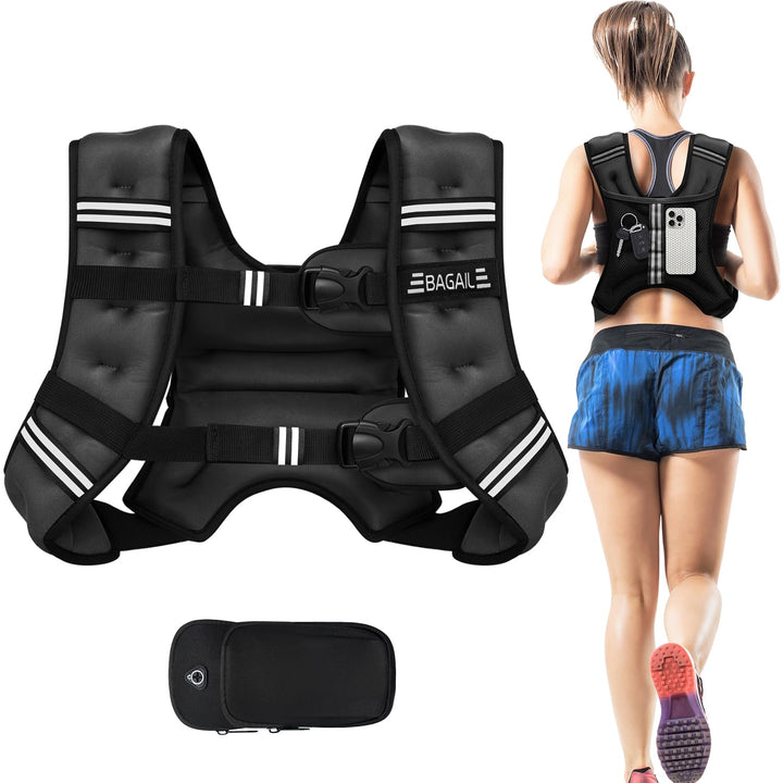 BAGAIL Gewichtsweste für Krafttraining, Brustgrösse Verstellbar, Praktische Tasche, mit Eisensand Ge