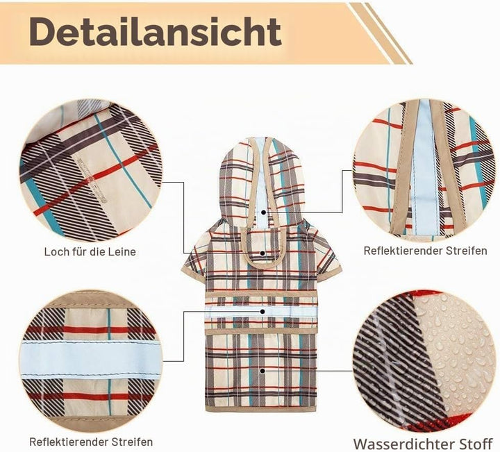 KOOLTAIL Hunde-Regenmantel mit Kapuze und Loch für die Leine, Regenmantel für kleine und mittelgross