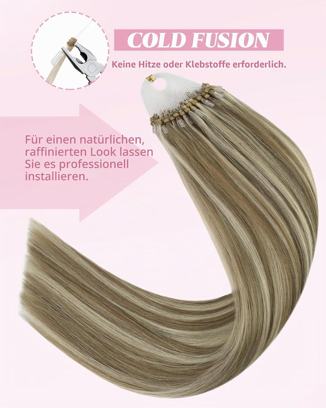 YoungSee Extensions Echthaar Microring Hellbraun Microring Extensions Echthaar 45 cm Microring Haarv