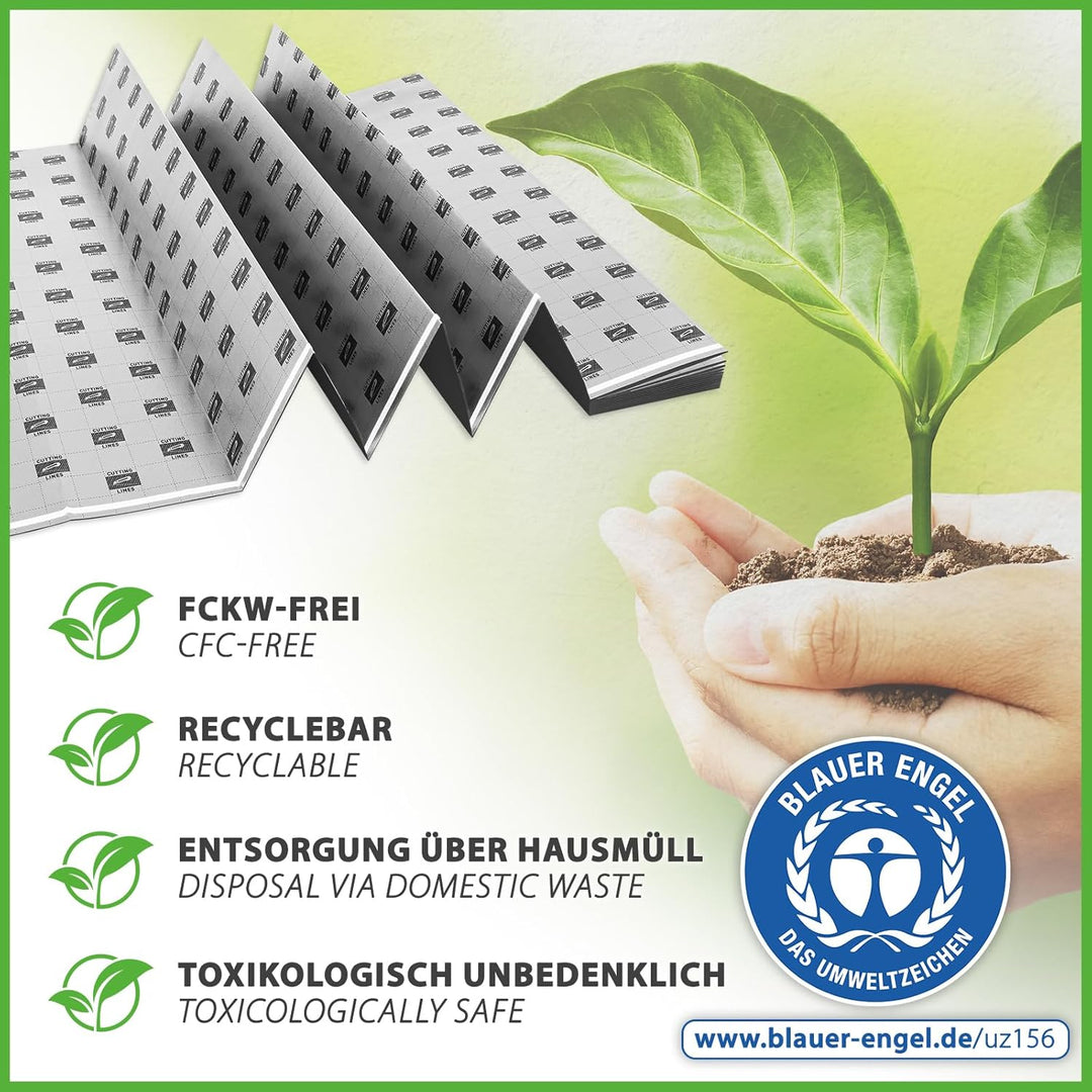 42m² Trittschalldämmung 3mm mit AquaStop, Verlegeunterlage für Parkett & Laminat, Heizfilm-Unterlage