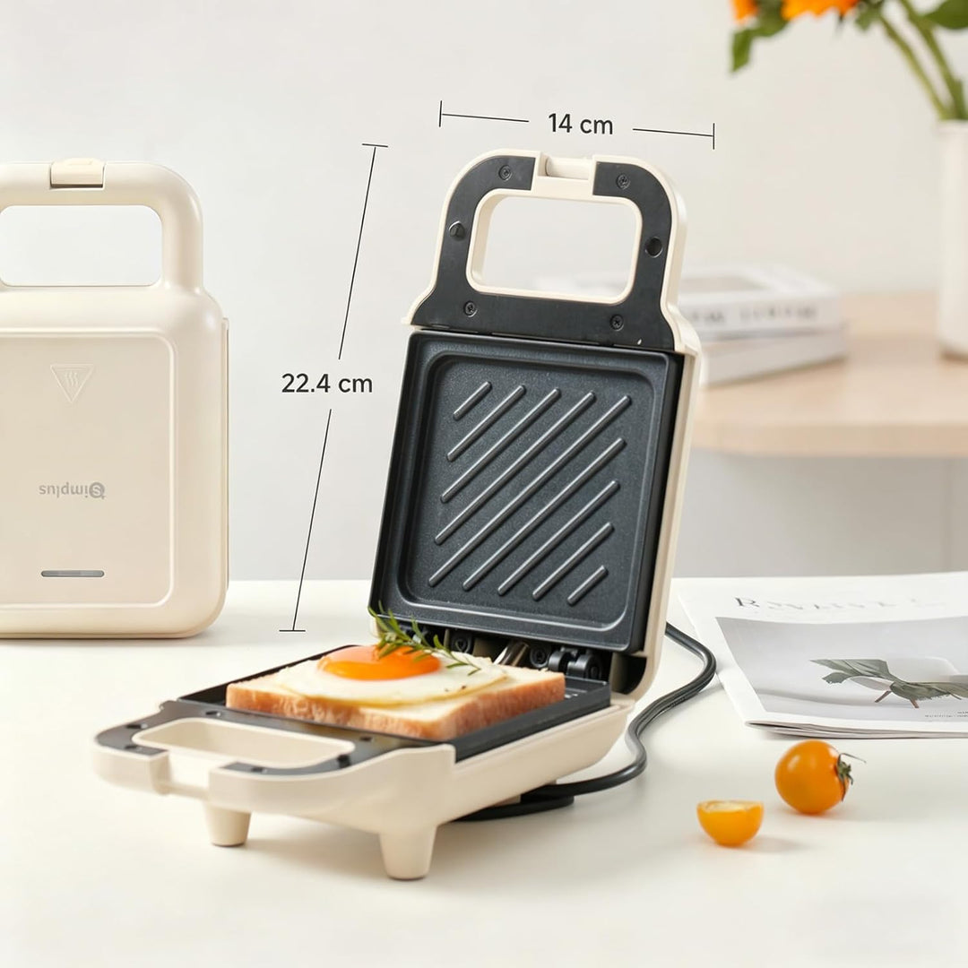 SIMPLUS Sandwichmaker Klein für Knusprige Dreiecks, Sandwichtoaster, 650W, Antihaftbeschichtete Plat