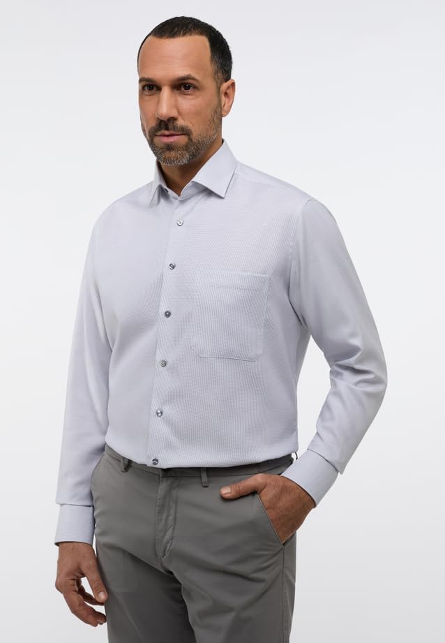 ETERNA Comfort Fit Hemd Langarm New Kent Kragen Muster rot 41 Grau, 41 Grau