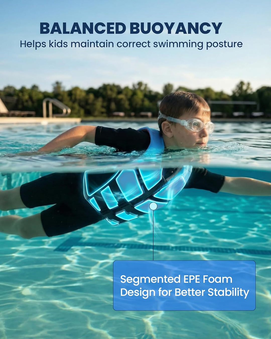 Owntop Schwimmhilfe für Jugend Kinder, Verstellbare Auftriebsweste Unisex, Schwimmweste mit Doppelte