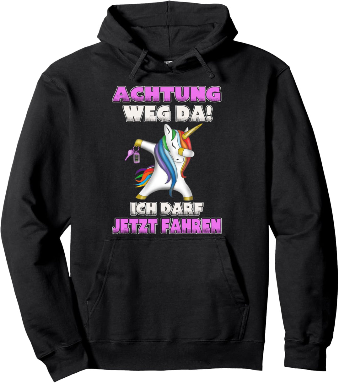 Achtung weg da Einhorn Führerschein bestanden Geschenk Pullover Hoodie