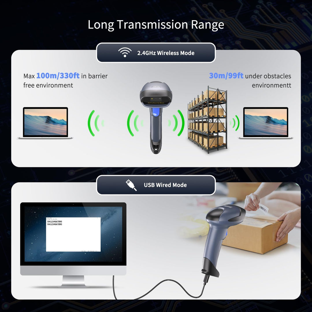 NetumScan 1D 2D QR Barcode Scanner 2.4G Wireless USB Wired Barcode Reader Scan DataMatrix Kompatibel